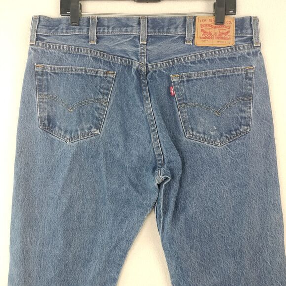 Levis 501 Jeans Mens Size 38x29 Blue Denim Button Fly Medium Wash Straight Leg - Picture 6 of 15